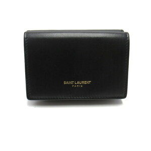 Saint Laurent Yves Wallet Tri fold Leather Black